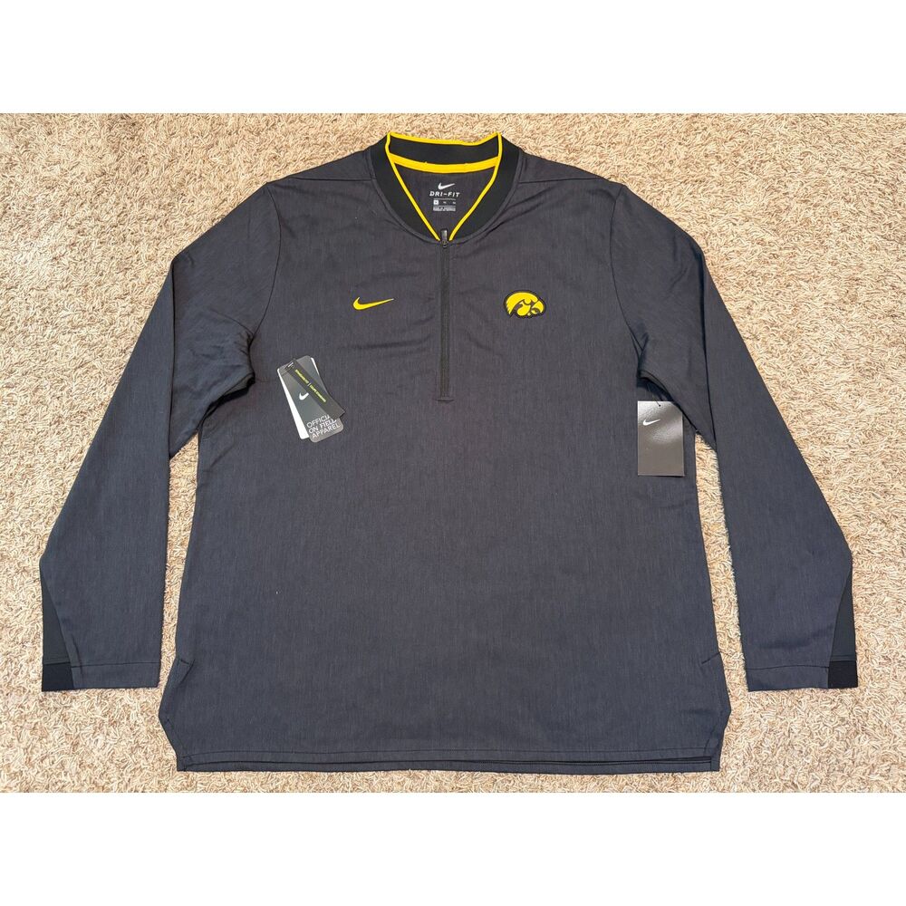 Nike Dri-Fit 1/4 Zip Pullover Coach Top Iowa Hawkeyes Black Gold Size XL NWT